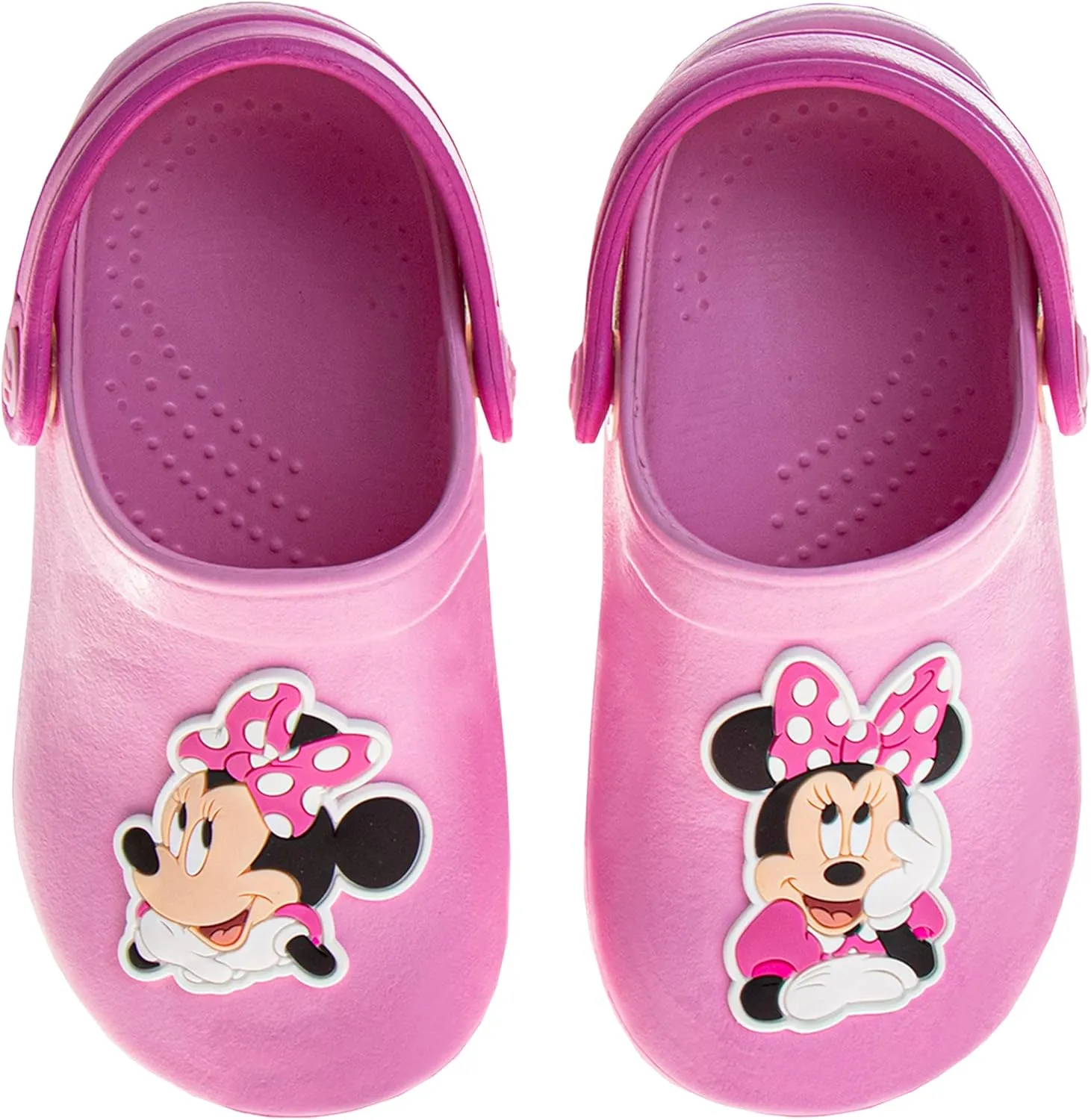 Josmo Girls Minnie Mouse Clog Sandals Closed Toe Backstrap - Baby Slip on Slides Quick Dry Water Pool Shoes (Sizes: 2-4 Infant / 5 Toddler)
