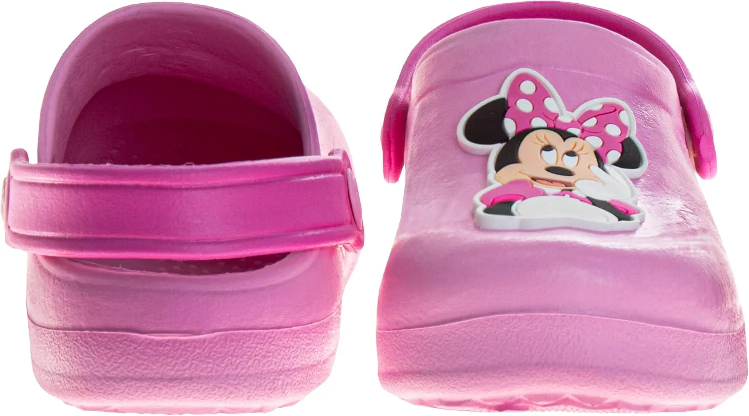 Josmo Girls Minnie Mouse Clog Sandals Closed Toe Backstrap - Baby Slip on Slides Quick Dry Water Pool Shoes (Sizes: 2-4 Infant / 5 Toddler)