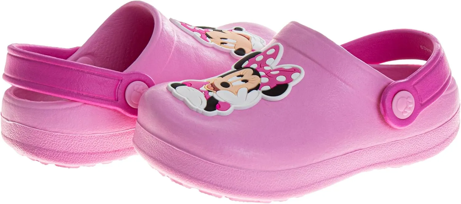 Josmo Girls Minnie Mouse Clog Sandals Closed Toe Backstrap - Baby Slip on Slides Quick Dry Water Pool Shoes (Sizes: 2-4 Infant / 5 Toddler)