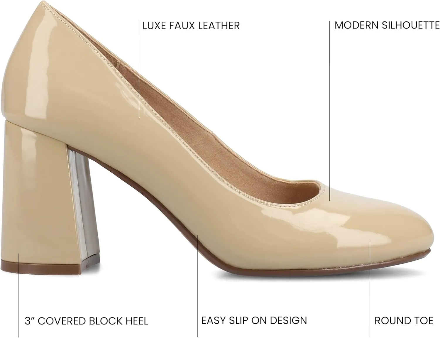 Journee Collection Womens Seraphina Cushioned Dress Pumps Covered Block Heel Round Toe Slip On Fashion Shoe
