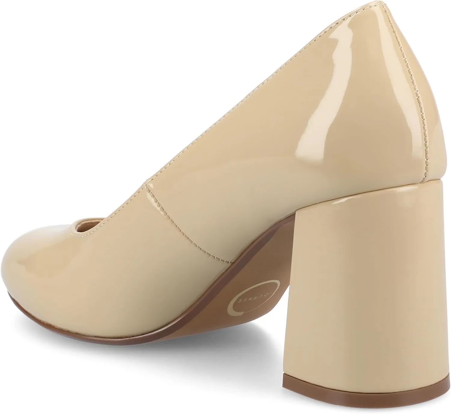 Journee Collection Womens Seraphina Cushioned Dress Pumps Covered Block Heel Round Toe Slip On Fashion Shoe