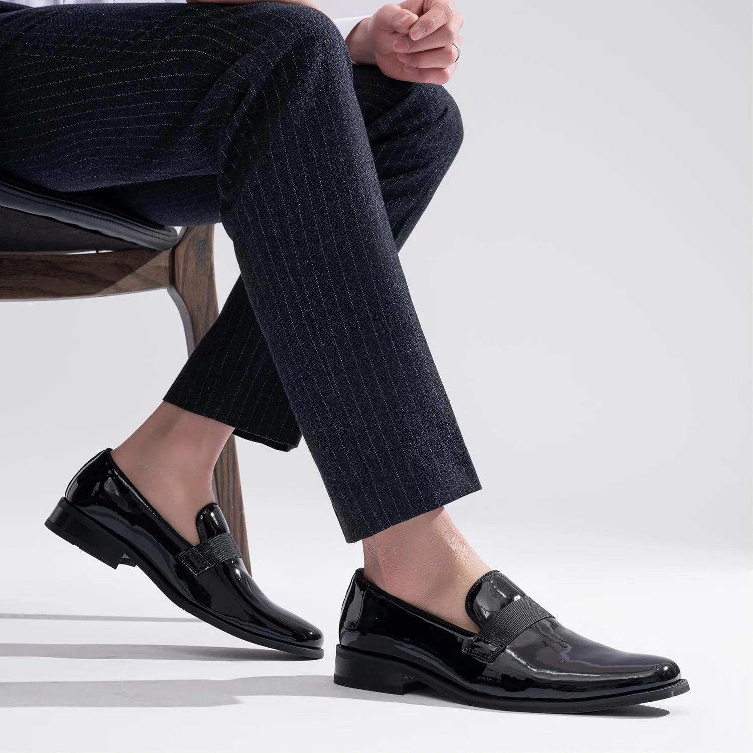 Jousen Men's Tuxedo Shoes Black Dress Shoes for Men Business Formal Mens Loafers Slip On