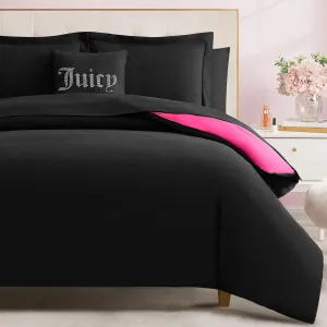 Juicy Couture Alexis Reversible Comforter Set, Queen Bed in a Bag – Black/Hot Pink, 8-Piece Bedding Collection