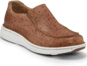 Justin Men's Hazer Full Quill Ostrich Print Shoes Moc Toe Brown 13 D(M) US