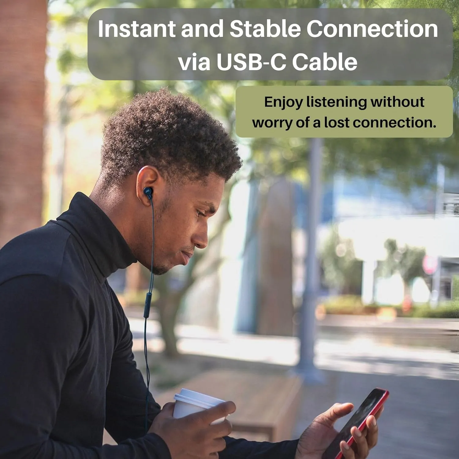 JVC Wired USB-C Earbuds - Noise Isolation - DAC - Hi-Res Audio - Built-in Mic with Mute - Comfortable Silicone Ear Tips - 3 Button Remote – Plug & Play - HAFR29UC
