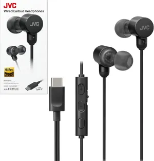 JVC Wired USB-C Earbuds - Noise Isolation - DAC - Hi-Res Audio - Built-in Mic with Mute - Comfortable Silicone Ear Tips - 3 Button Remote – Plug & Play - HAFR29UC