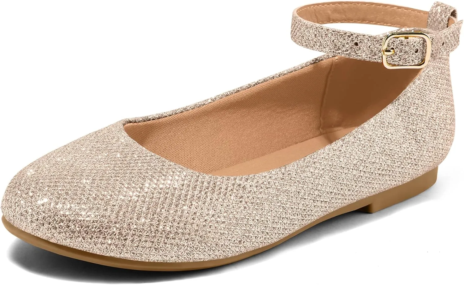 K KomForme Girl's Ballerina Flat Ankle Strap Dress Ballet Flat Shoes（Toddler/Little Kid/Big Kid）