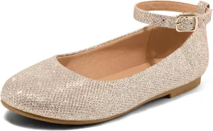 K KomForme Girl's Ballerina Flat Ankle Strap Dress Ballet Flat Shoes（Toddler/Little Kid/Big Kid）