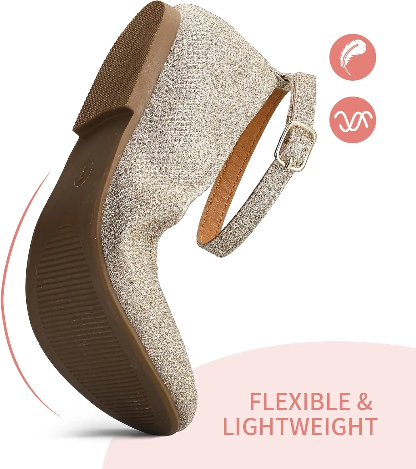 K KomForme Girl's Ballerina Flat Ankle Strap Dress Ballet Flat Shoes（Toddler/Little Kid/Big Kid）
