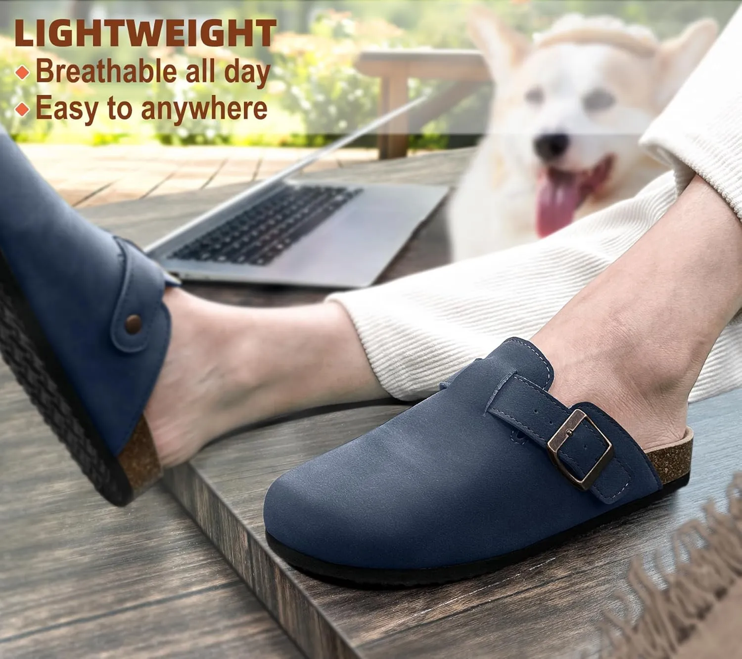 KEMISANT Men Clogs-Comfortable Suede Mules Slippers Sandals Nurse Potato Shoes Unisex-Cushioned Cork-Footbed