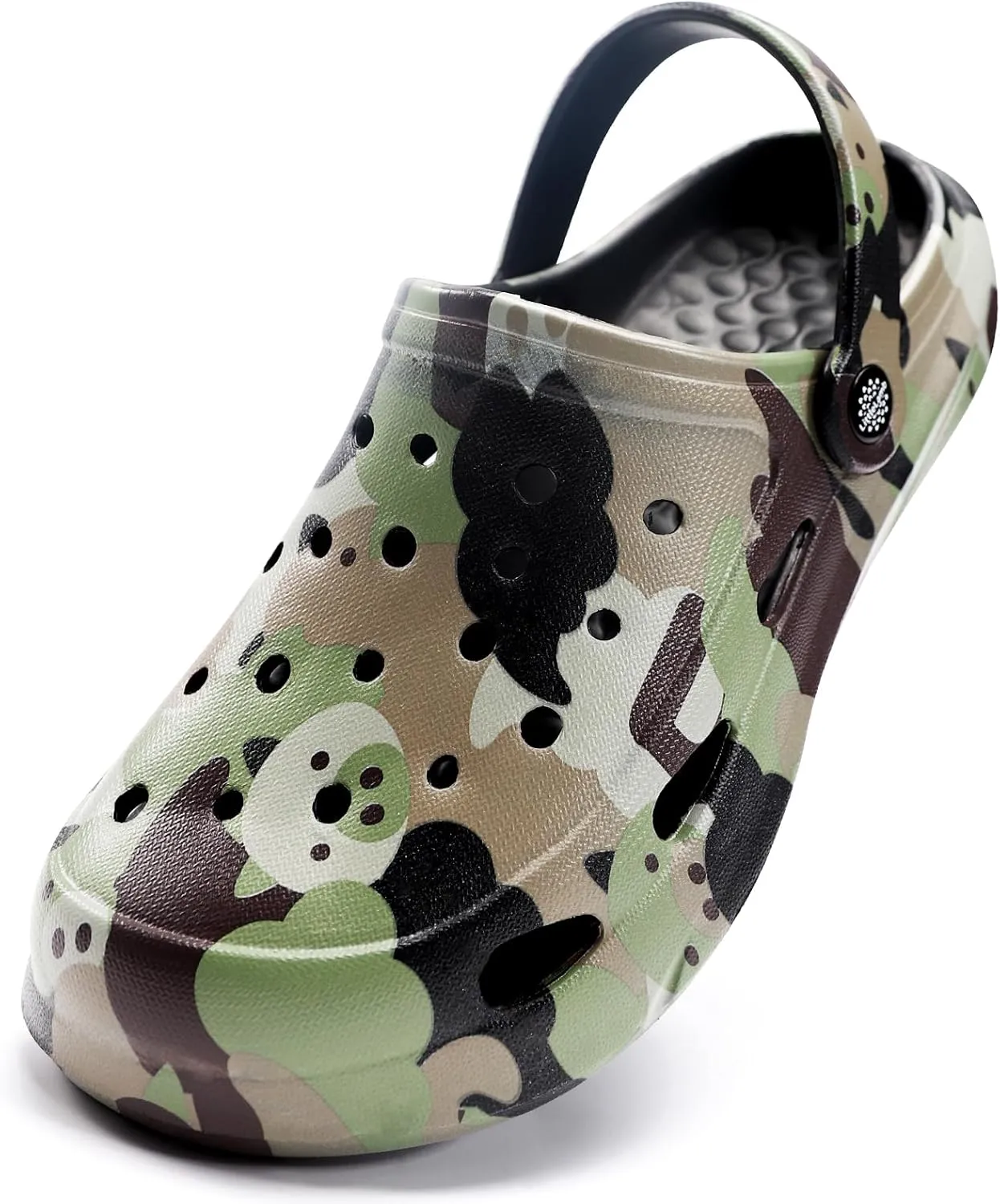 Kids Classic Camo Garden Clogs for Boys – Lightweight Adjustable Water Sandals with Non-Slip Sole, Quick-Dry Design for Little and Big Kid