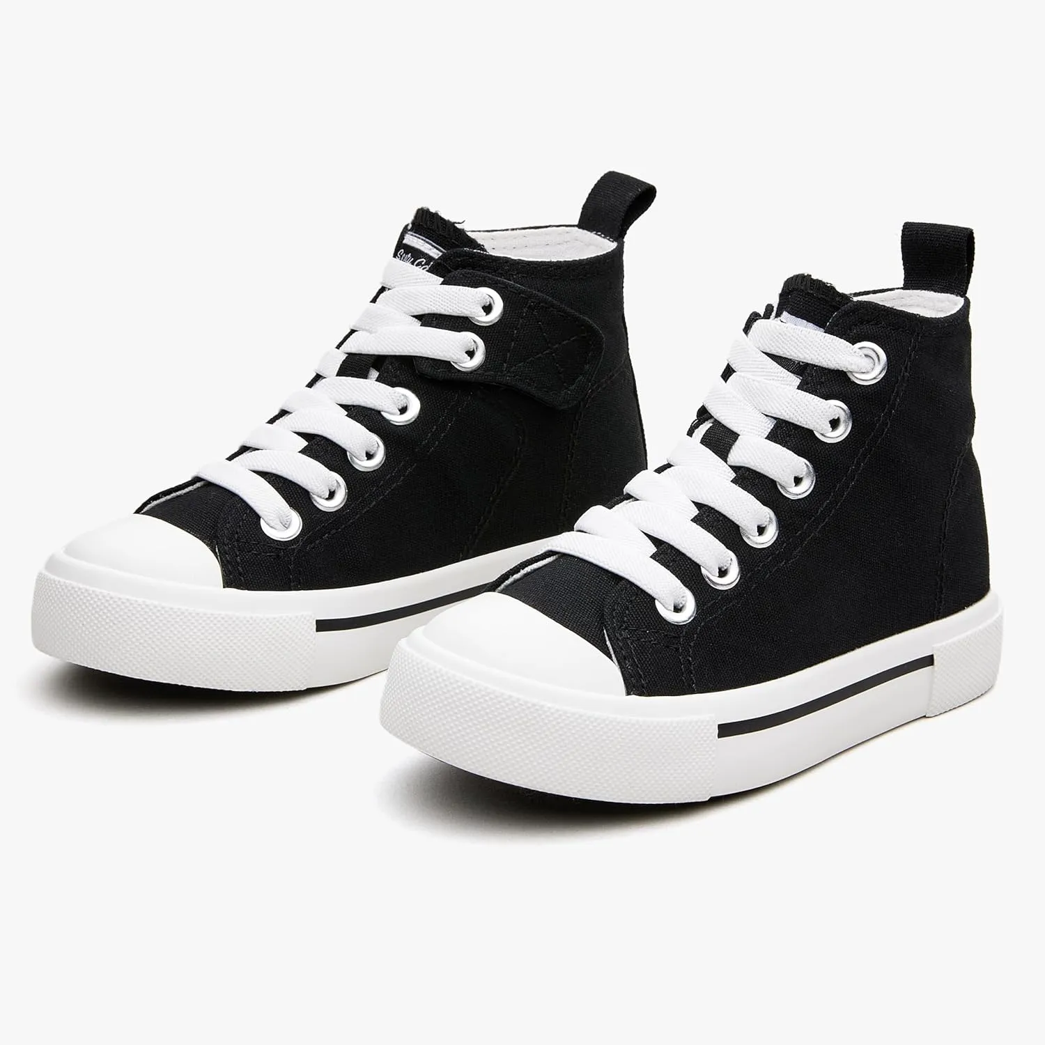 Kids High-Top Slip-On Sneakers Comfortable Canvas Shoes with Hook Loop Closure for Boys and Girls
