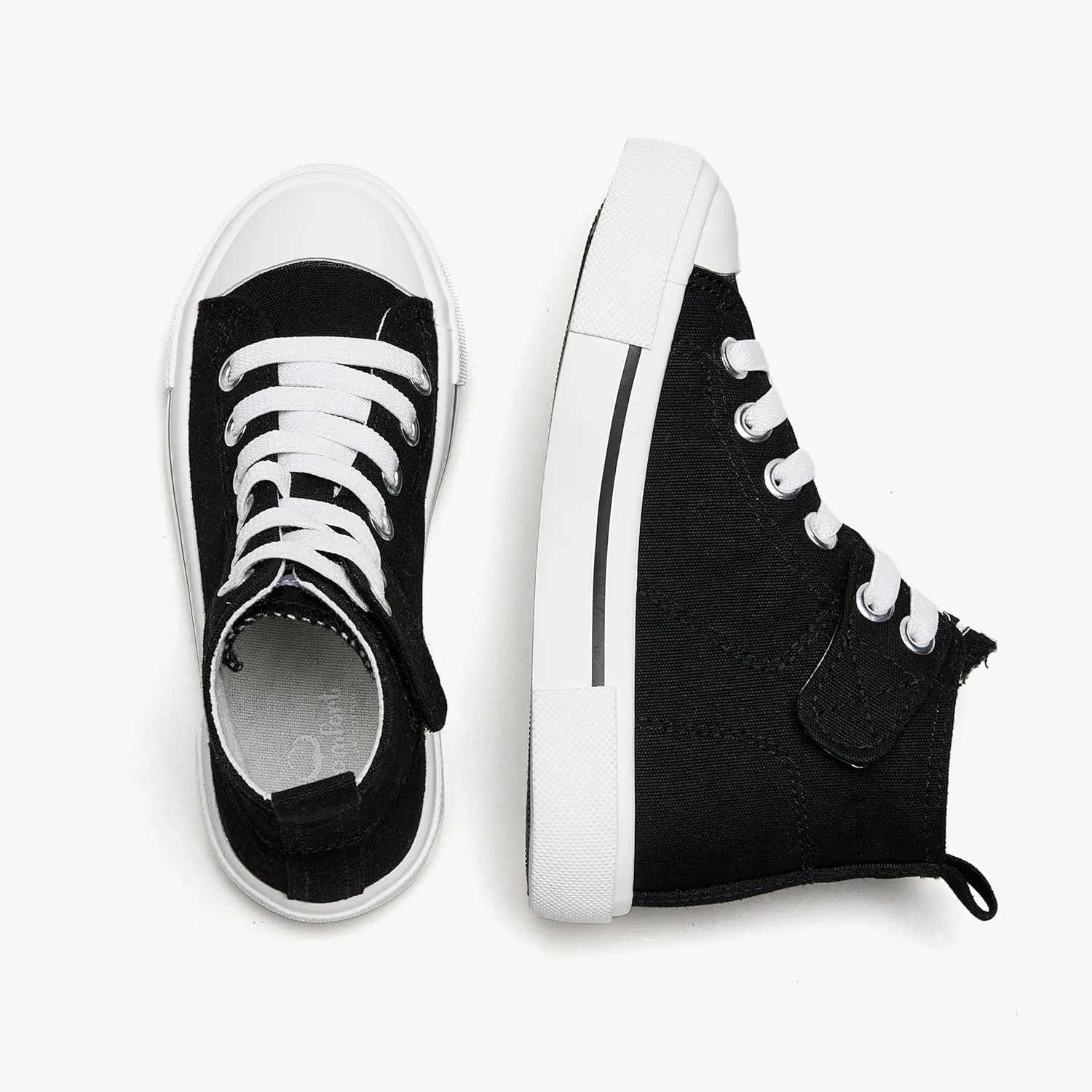 Kids High-Top Slip-On Sneakers Comfortable Canvas Shoes with Hook Loop Closure for Boys and Girls