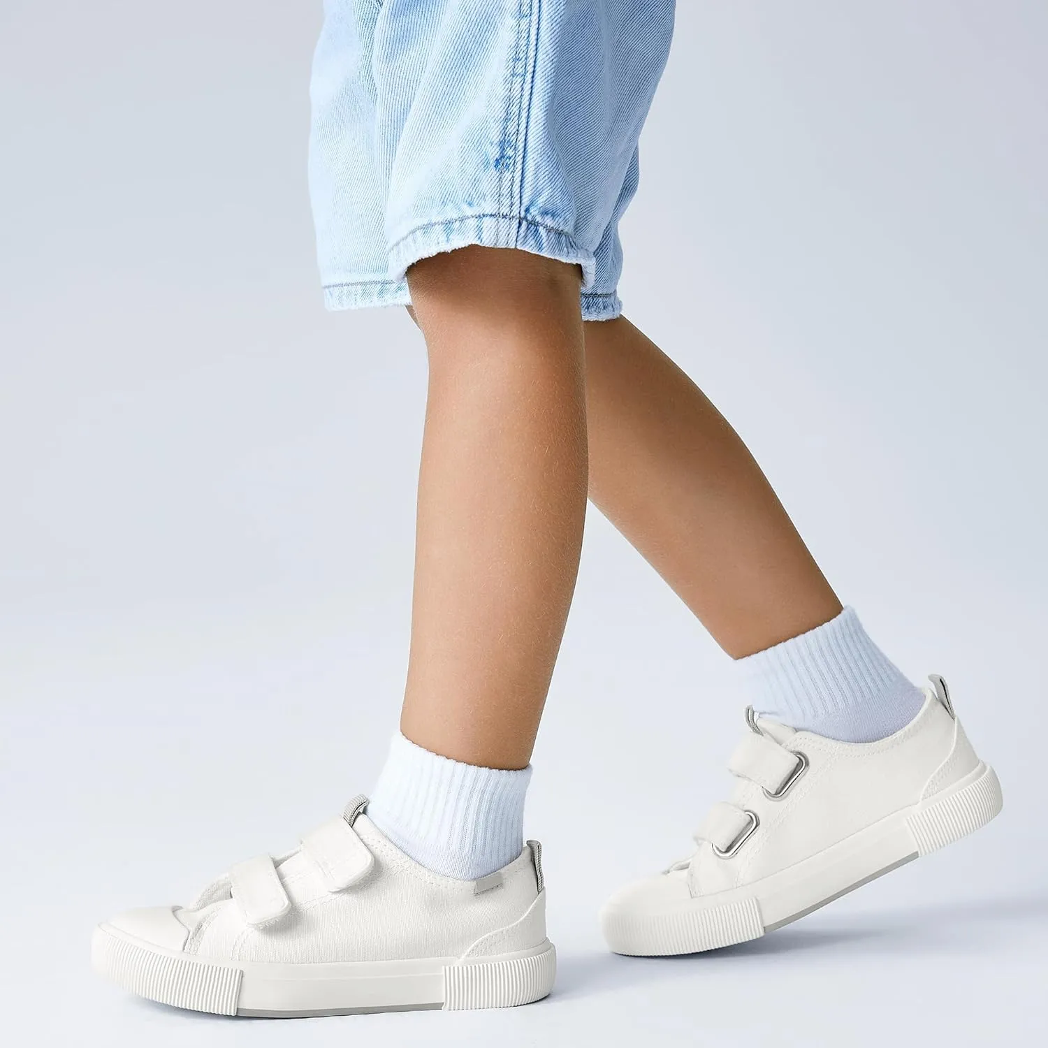 Kids Low Top Canvas Sneaker with Adjustable Hook and Loop Straps