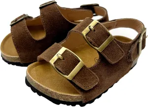 Kids Toddler Sandals Boys Girls Cork Footbed Sandal Comfort Double Buckle Slip On Slippers with Adjustable Back Strap