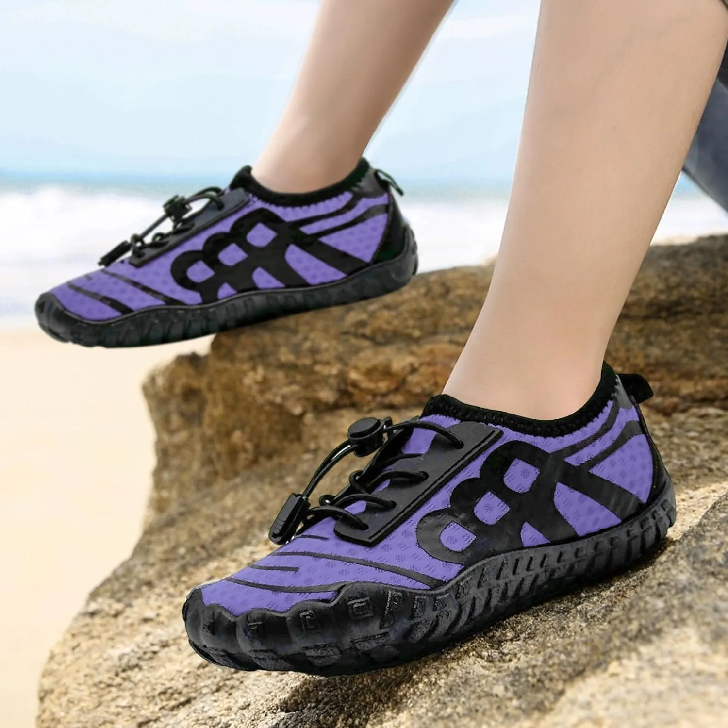 Kids Water Shoes Boys Girls Quick-Dry Beach Lightweight Toddler Barefoot Shoes Slip On Soft Walking Sneakers for Swim Beach Pool Black