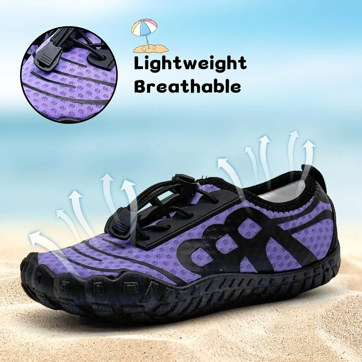 Kids Water Shoes Boys Girls Quick-Dry Beach Lightweight Toddler Barefoot Shoes Slip On Soft Walking Sneakers for Swim Beach Pool Black