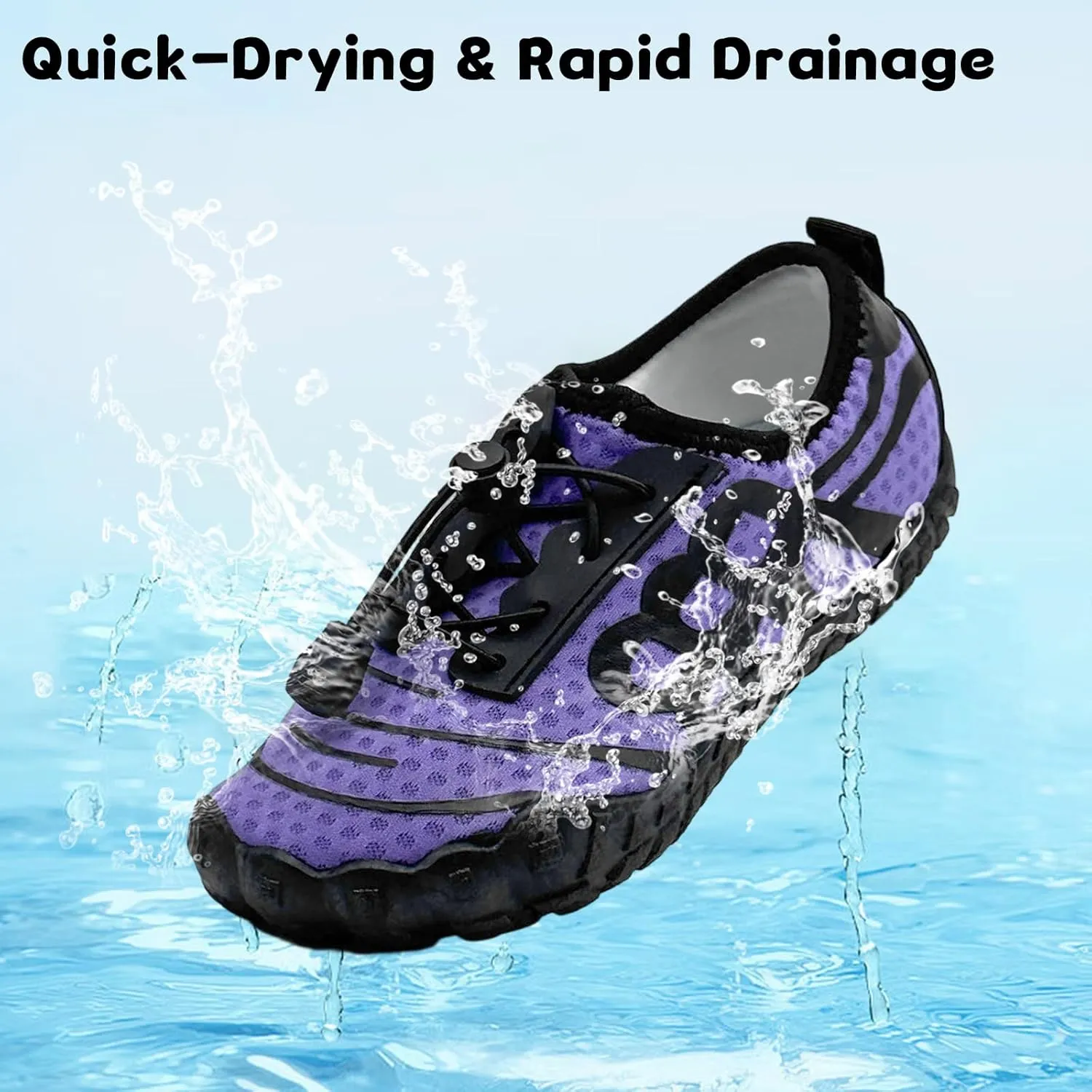 Kids Water Shoes Boys Girls Quick-Dry Beach Lightweight Toddler Barefoot Shoes Slip On Soft Walking Sneakers for Swim Beach Pool Black