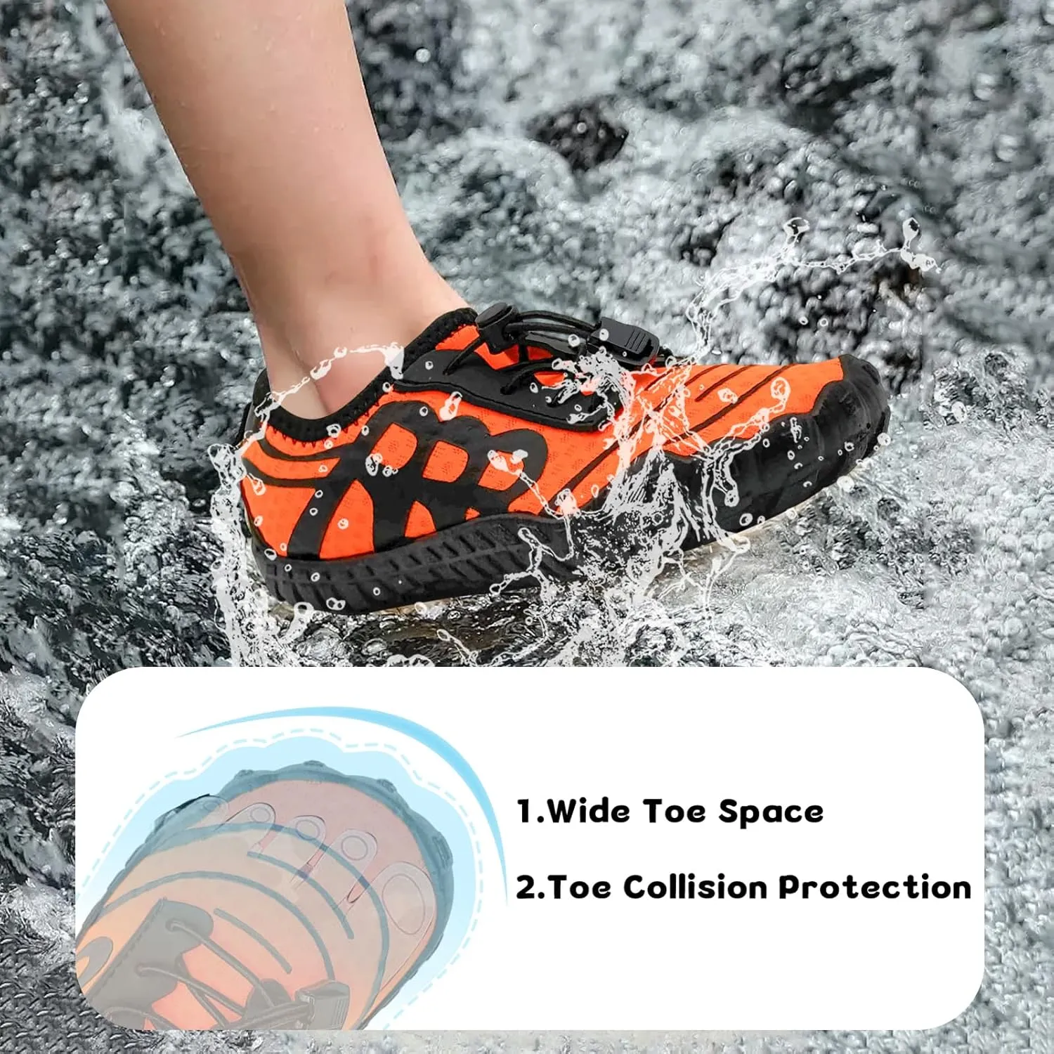 Kids Water Shoes Boys Girls Quick-Dry Beach Lightweight Toddler Barefoot Shoes Slip On Soft Walking Sneakers for Swim Beach Pool Black