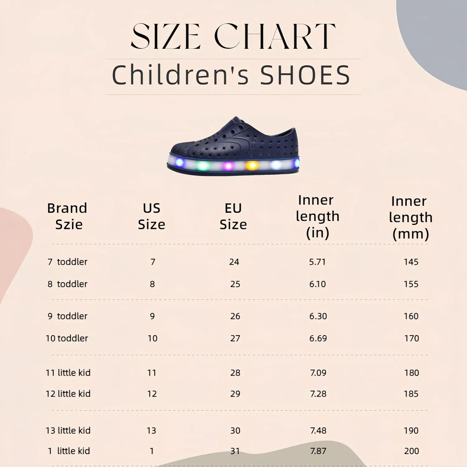 Kids Water Shoes,Toddler Slip-On Shoes,Waterproof Light Up Shoes for Boys and Girls,Lightweight Non-Slip Quick Dry Beach Sandals