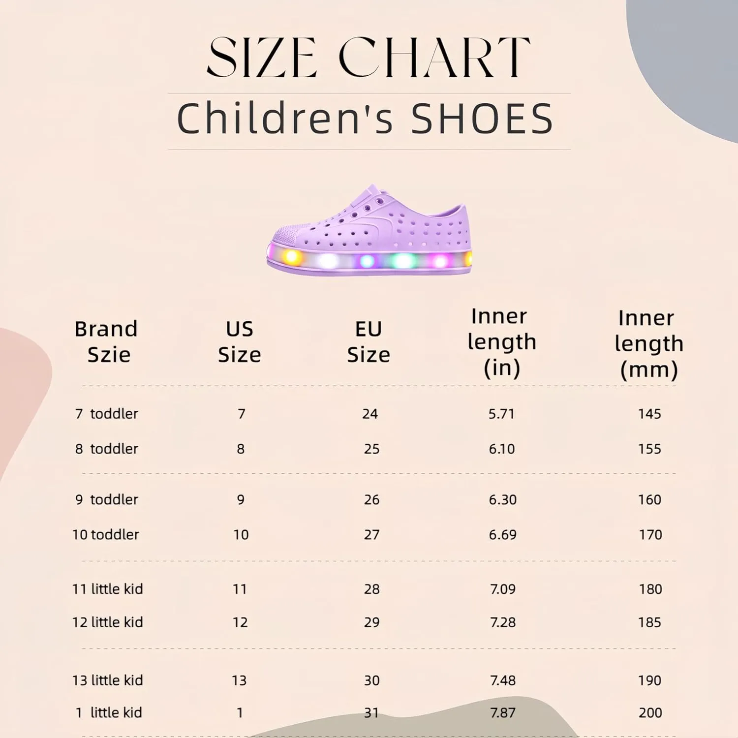 Kids Water Shoes,Toddler Slip-On Shoes,Waterproof Light Up Shoes for Boys and Girls,Lightweight Non-Slip Quick Dry Beach Sandals