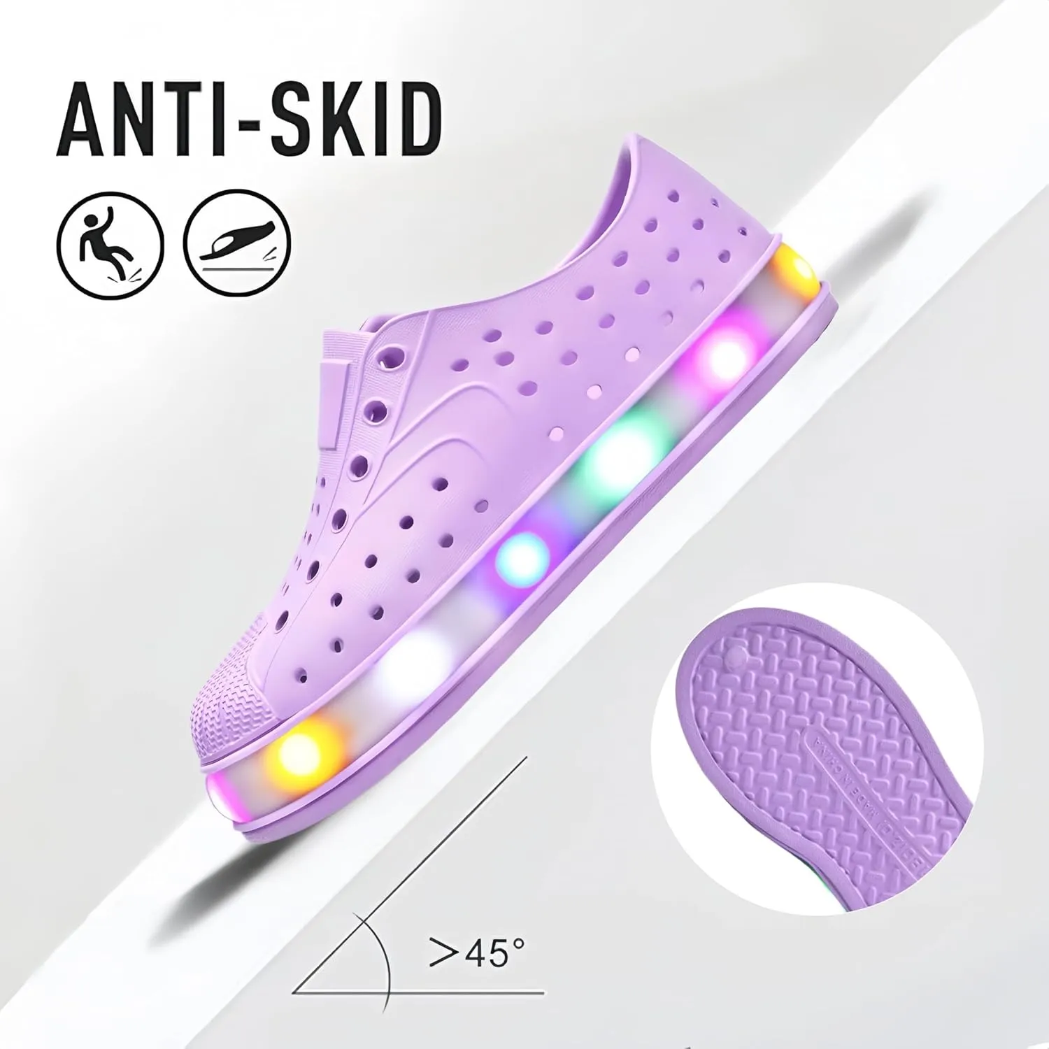 Kids Water Shoes,Toddler Slip-On Shoes,Waterproof Light Up Shoes for Boys and Girls,Lightweight Non-Slip Quick Dry Beach Sandals