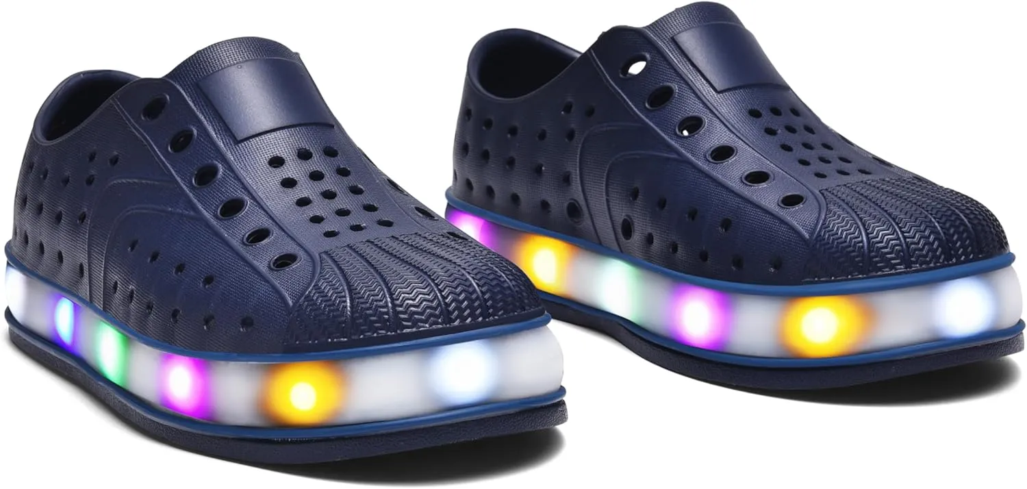 Kids Water Shoes,Toddler Slip-On Shoes,Waterproof Light Up Shoes for Boys and Girls,Lightweight Non-Slip Quick Dry Beach Sandals