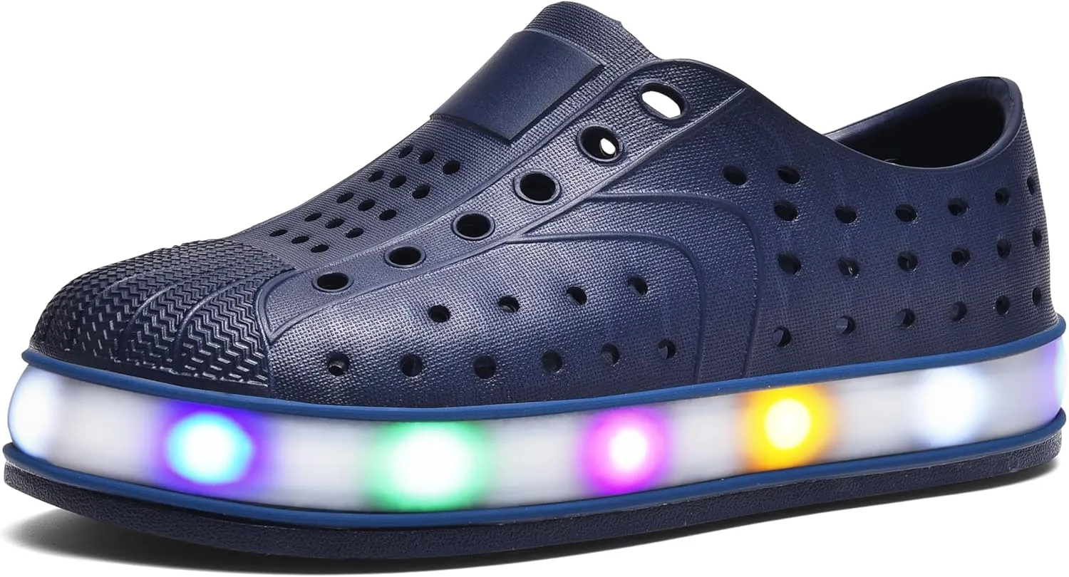 Kids Water Shoes,Toddler Slip-On Shoes,Waterproof Light Up Shoes for Boys and Girls,Lightweight Non-Slip Quick Dry Beach Sandals