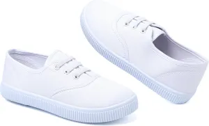 Kids White Shoes Toddlers Canvas Sneakers Slip-on Light Weight Comfortable Causal Running Shoes Skin-Friendly for Boys Girls