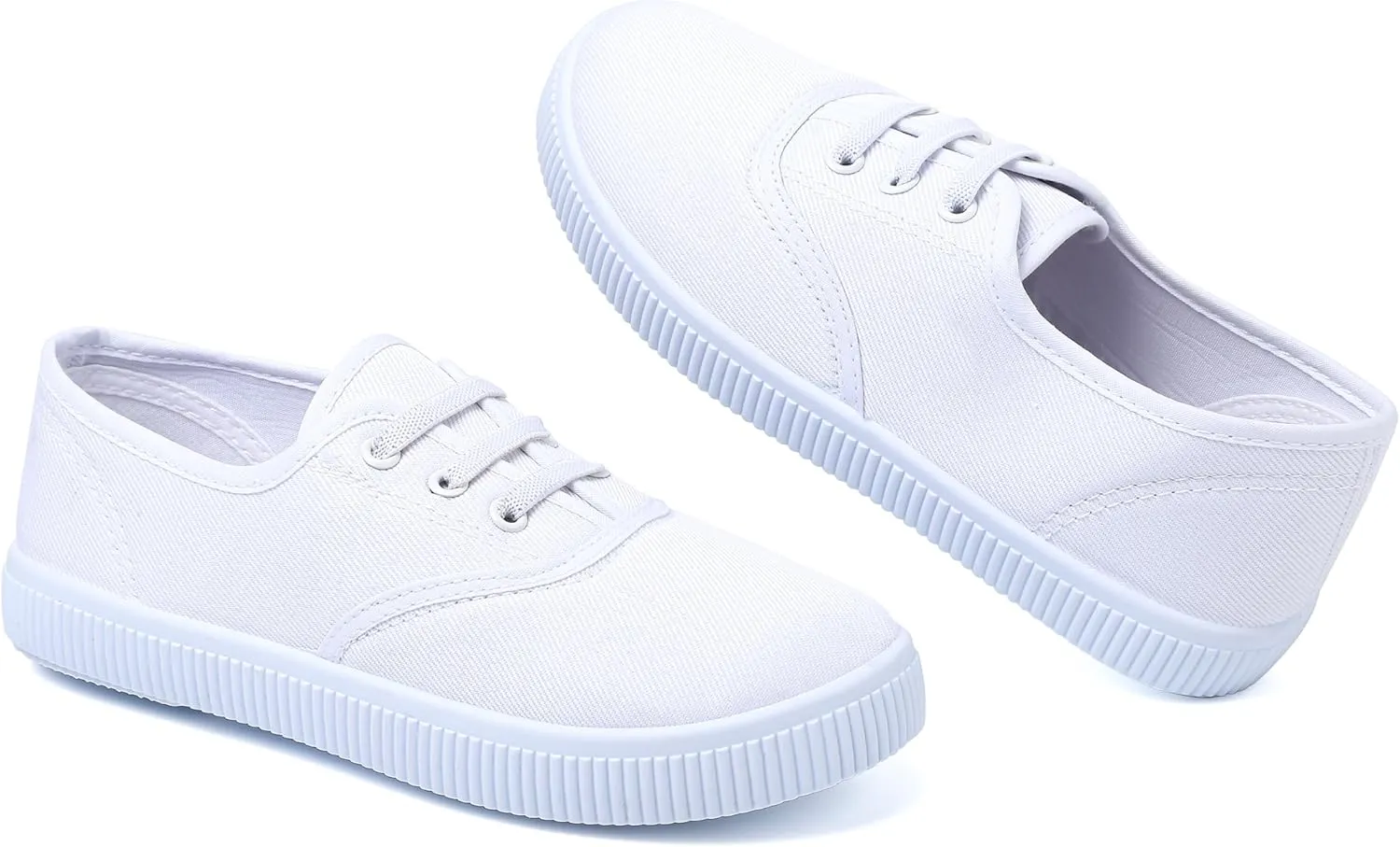 Kids White Shoes Toddlers Canvas Sneakers Slip-on Light Weight Comfortable Causal Running Shoes Skin-Friendly for Boys Girls