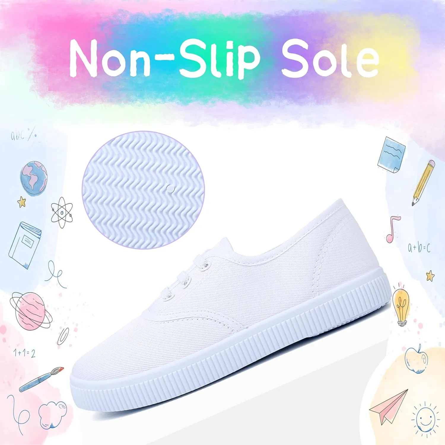Kids White Shoes Toddlers Canvas Sneakers Slip-on Light Weight Comfortable Causal Running Shoes Skin-Friendly for Boys Girls