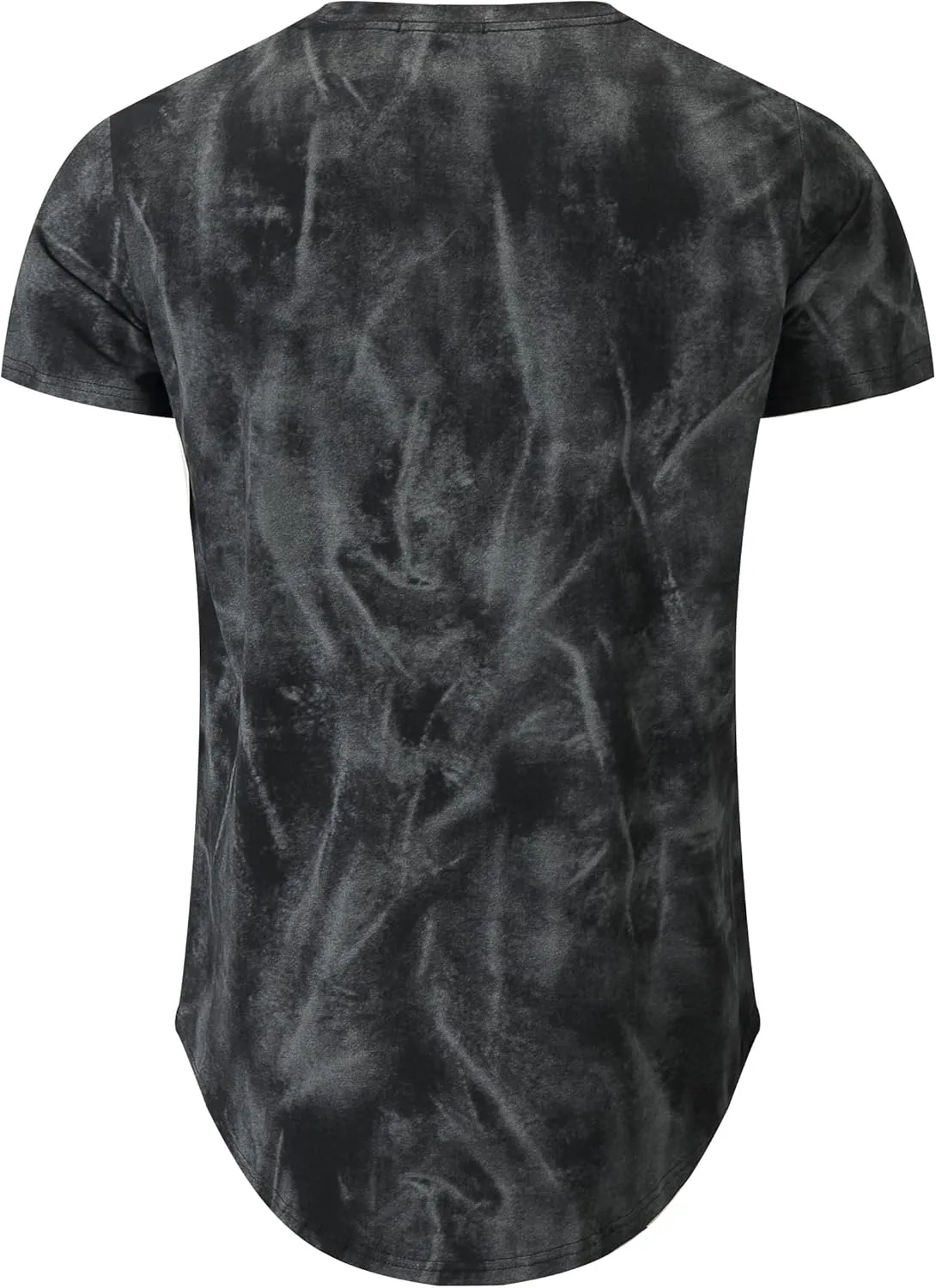 KLIEGOU Mens Hipster Hip Hop Ripped Round Hemline Pattern Print T Shirt