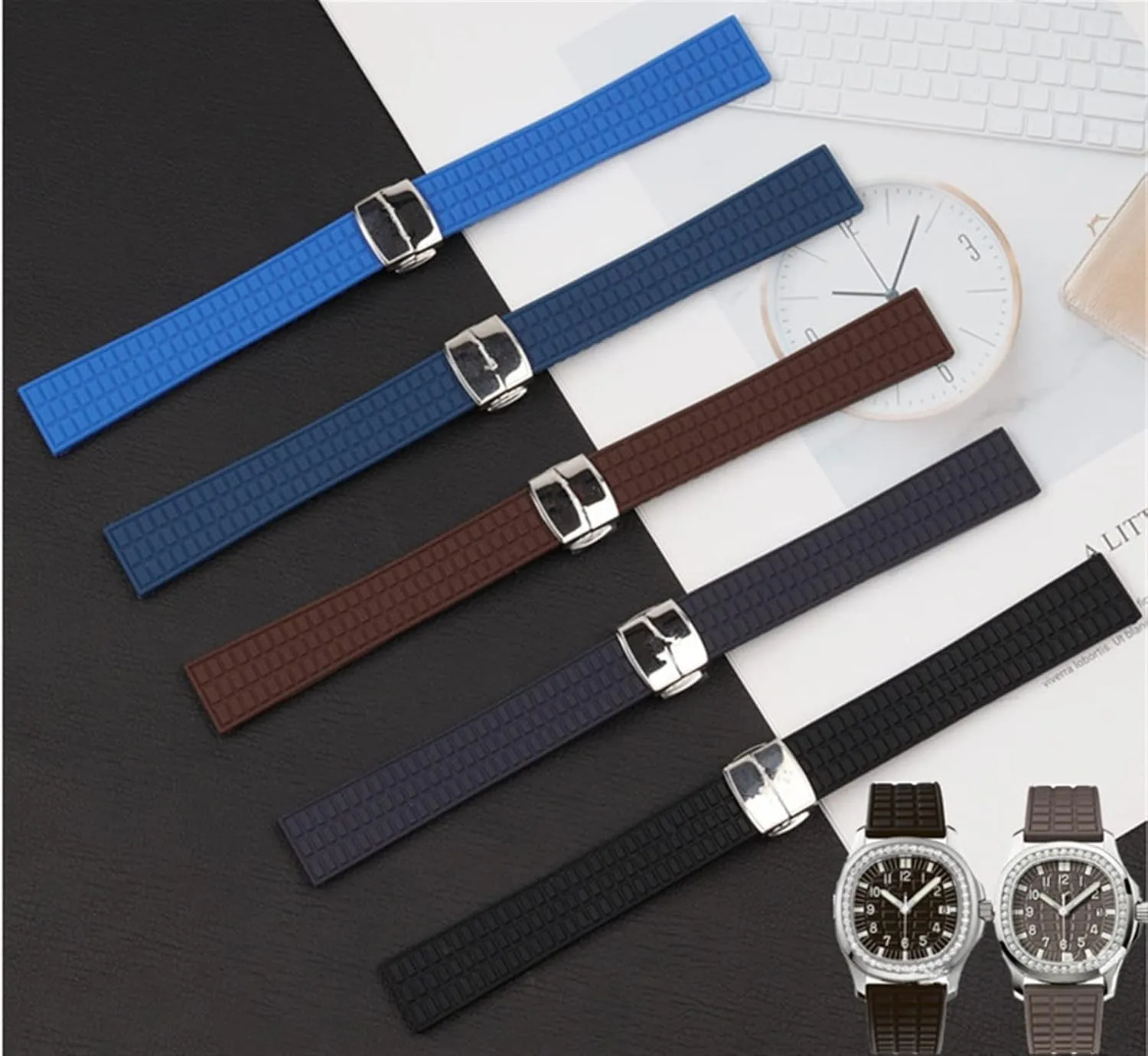 KLVN 18mm 19mm watchband for Patek strap for Philippe belt Ladies Aquanaut 5067A 491PTK Rubber Watch band