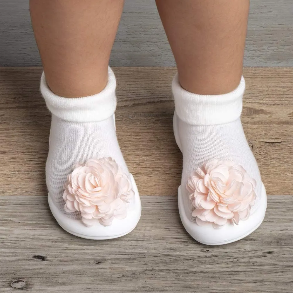 Komuello Toddler Girl Shoes, Premium Materials, Breathable, Washable, Non-Slip, Stay-On, Cotton Socks with Air Pocket Cushion for Indoor and Outdoor - BPA Free Toddler Shoes for Girls