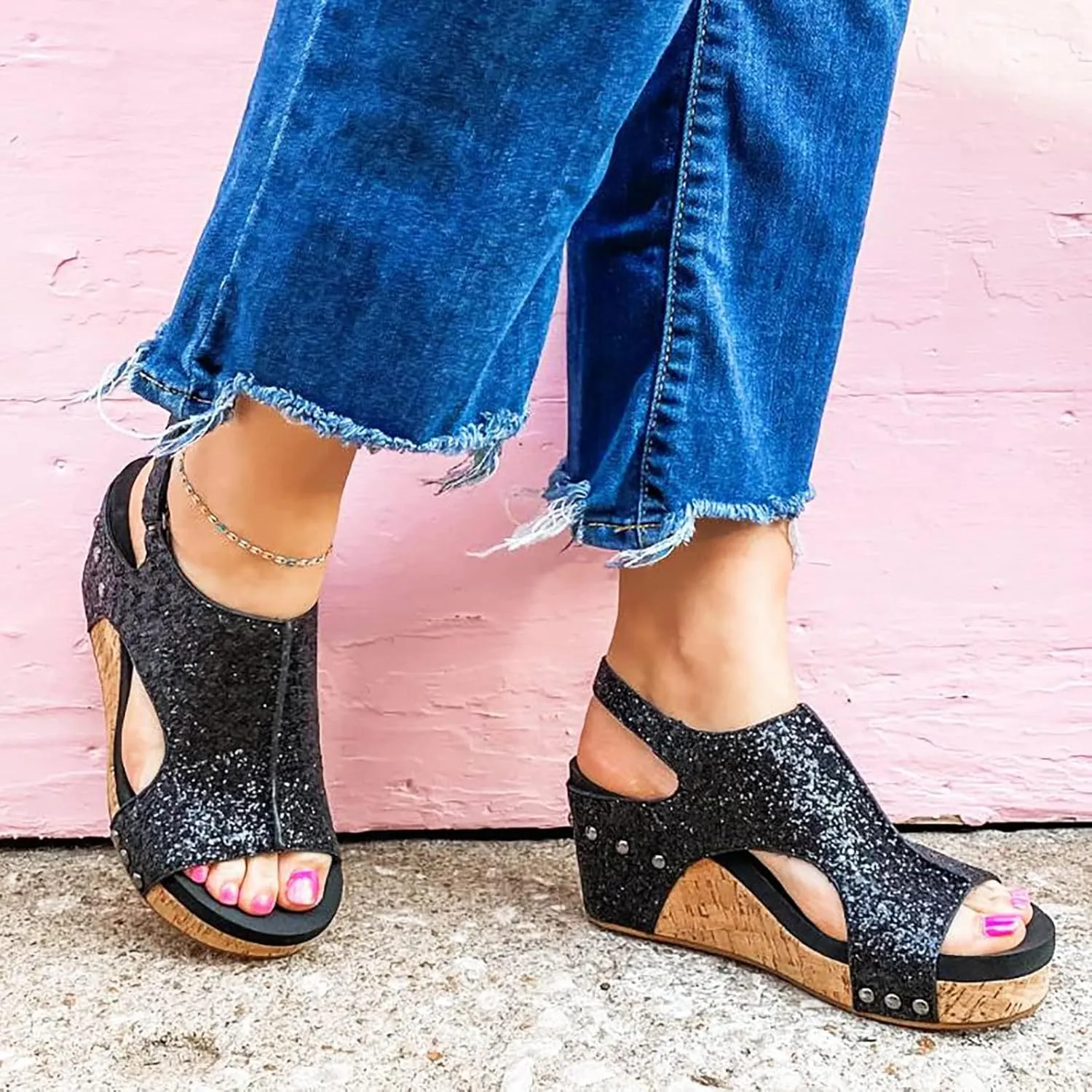 Kubbon Womens Casual Wedges Platform High Heel Orthopedic Sandals Dressy Buckle Ankle Strap Open Toe Sandles with Arch Support 2025 Fashion Shoes