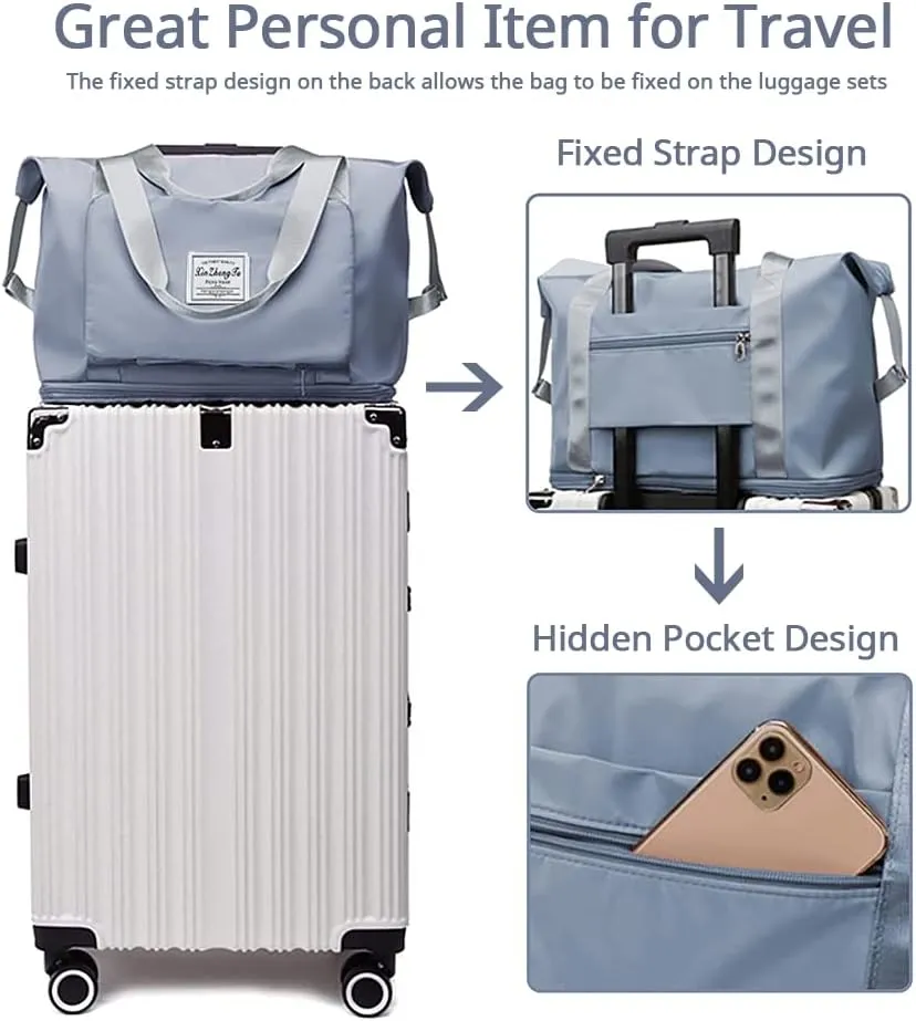 Large Capacity Foldable Travel Bag, Expandable Waterproof Carry on Bag, Dry and Wet Separation Spor Duffel Bags