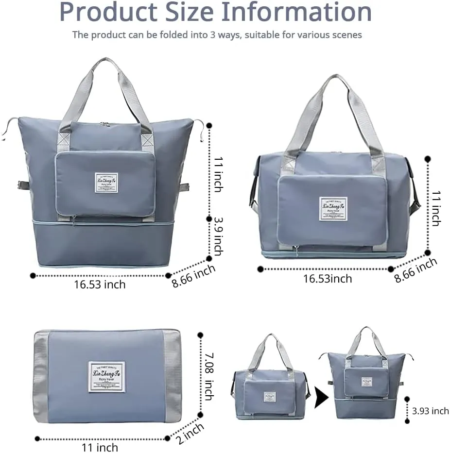 Large Capacity Foldable Travel Bag, Expandable Waterproof Carry on Bag, Dry and Wet Separation Spor Duffel Bags