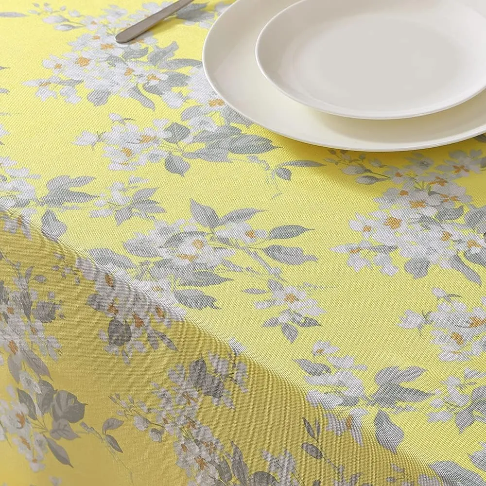 Laura Ashley Decorative Tablecloth, Wrinkle and Stain Resistant, Spillproof Water Repellent, Easy Care Washable Polyester Fabric for Dining, Kitchen, Holiday and Party, 60" x 84", Apple Blossom