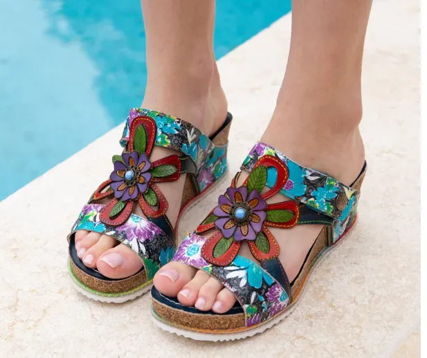 Laura Vita"Bonito 29"Wedge Sandals in Blue