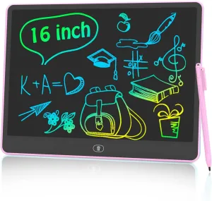 LCD Writing Tablet for Kids,16 inch LCD Writing Tablet Boy/Girl Doodle Board Toy for 3-12 Year Olds Educational Birthday Gift(16 Inch Pink)