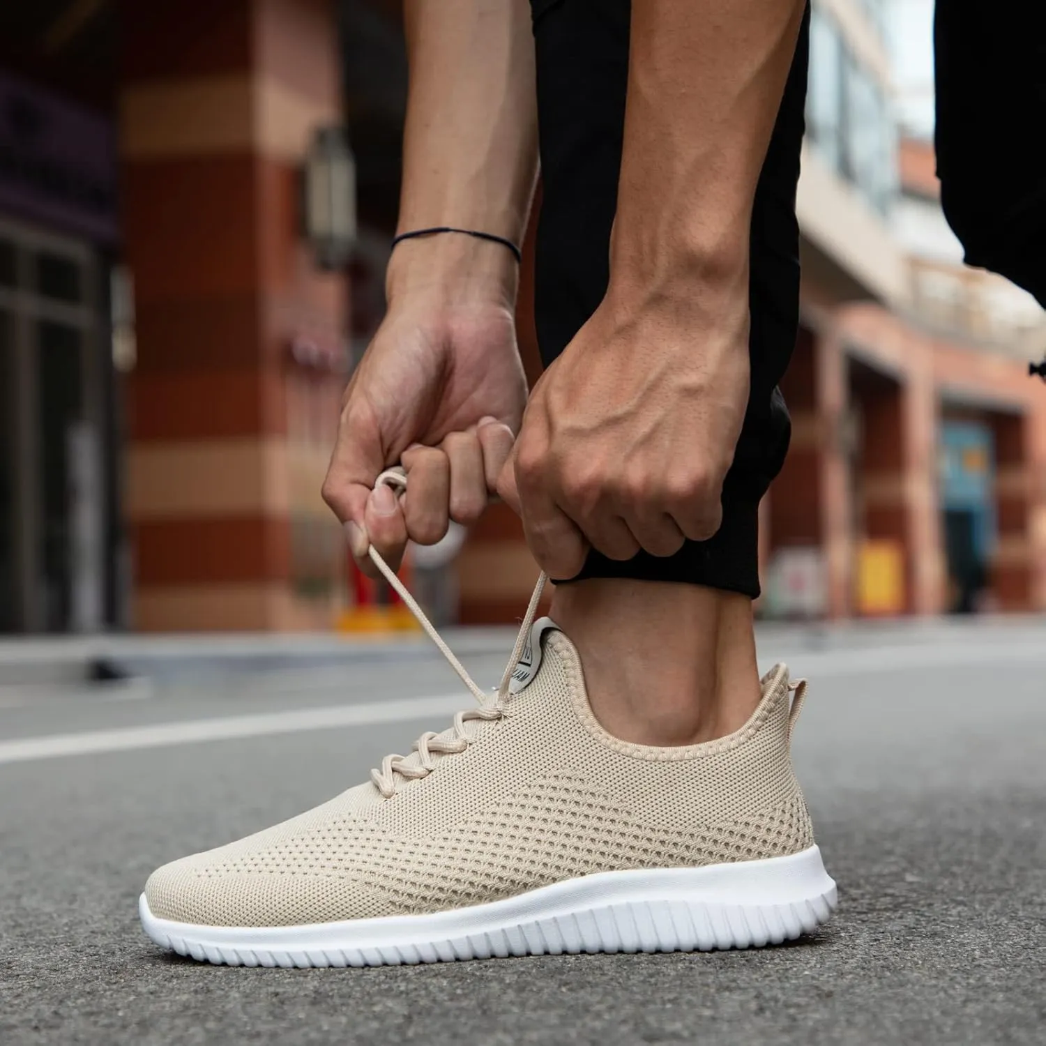 LCGJR Men's Road Running Shoes Fashion Sneakers Lightweight Walking Shoes Breathable Mesh Workout Casual Shoes Non Slip Tennis Outdoor Travel
