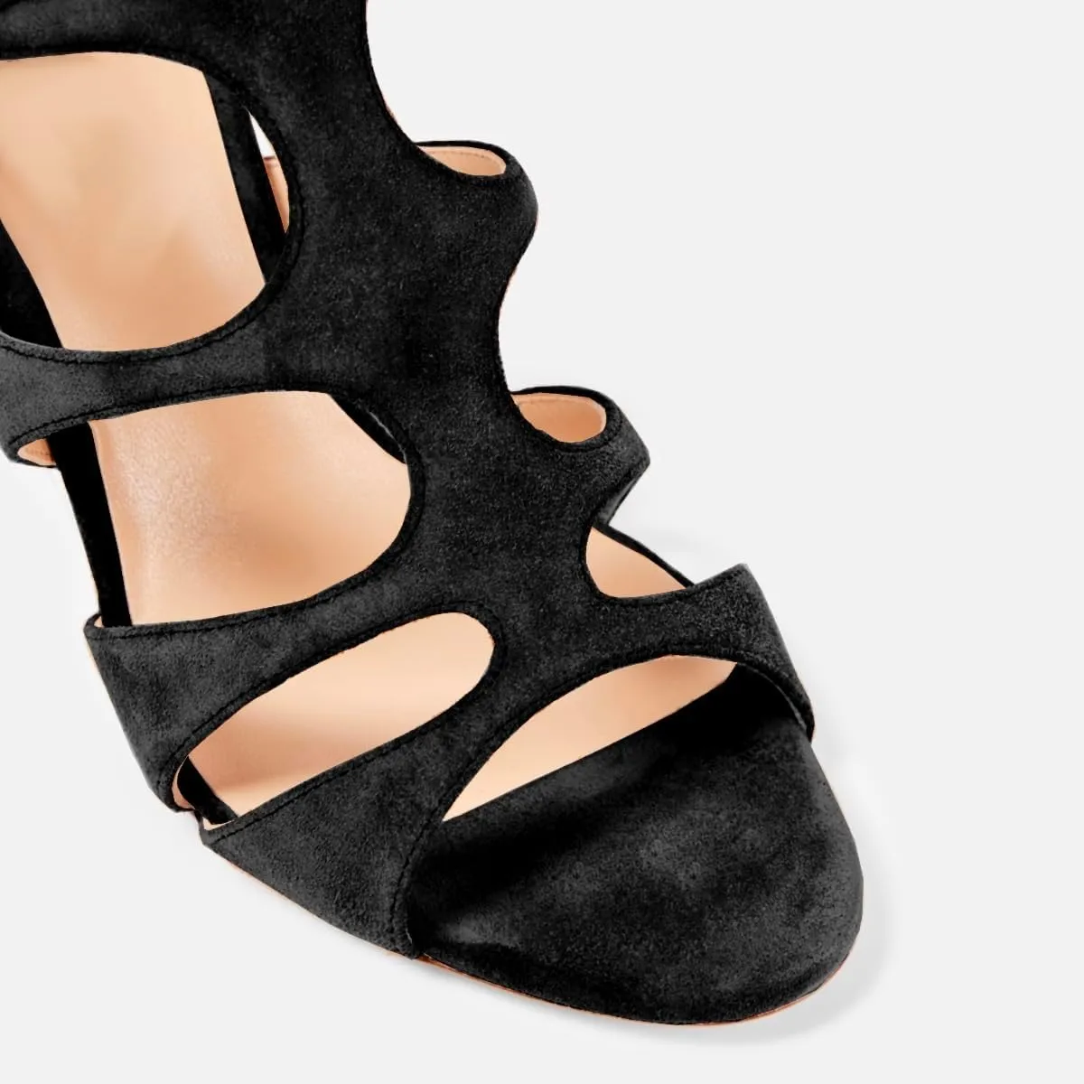 LEHOOR Women Sexy High Heels Gladiator Sandals Open Peep Toe Suede Caged Sandal Booties Kitten Heel Round Toe Cutout Ankle Boots Buckle Strappy Stiletto Sandals Dressy Summer Wedding Office 4-11 M US