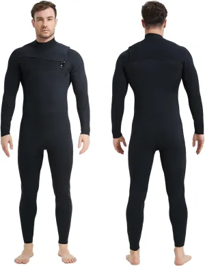 Lemorecn Men’s Surfing Wetsuit Super Stretch Neoprene 4/3mm Chest Zip Full Wetsuit for Men