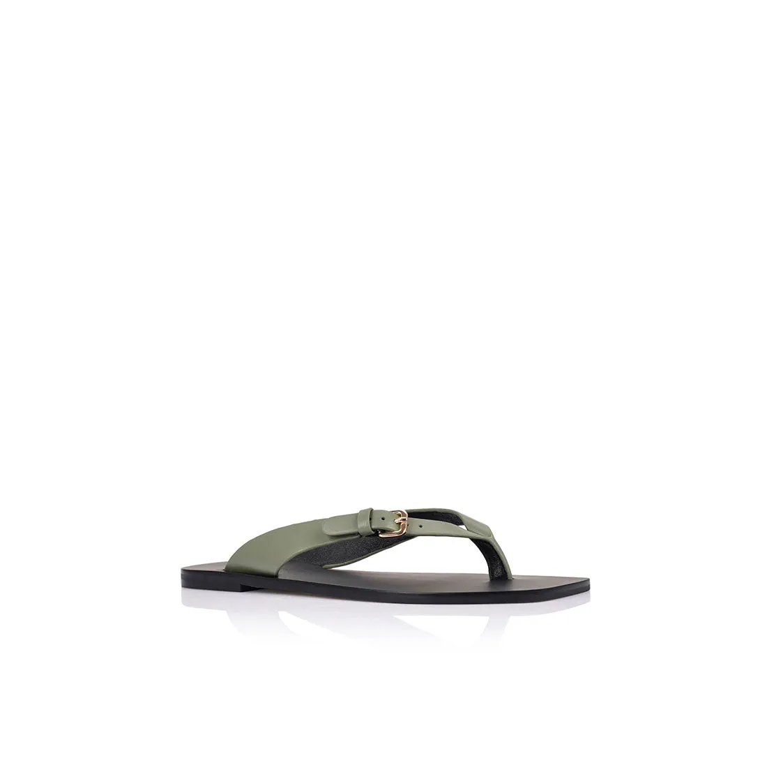 Lesley Flat Olive Leather