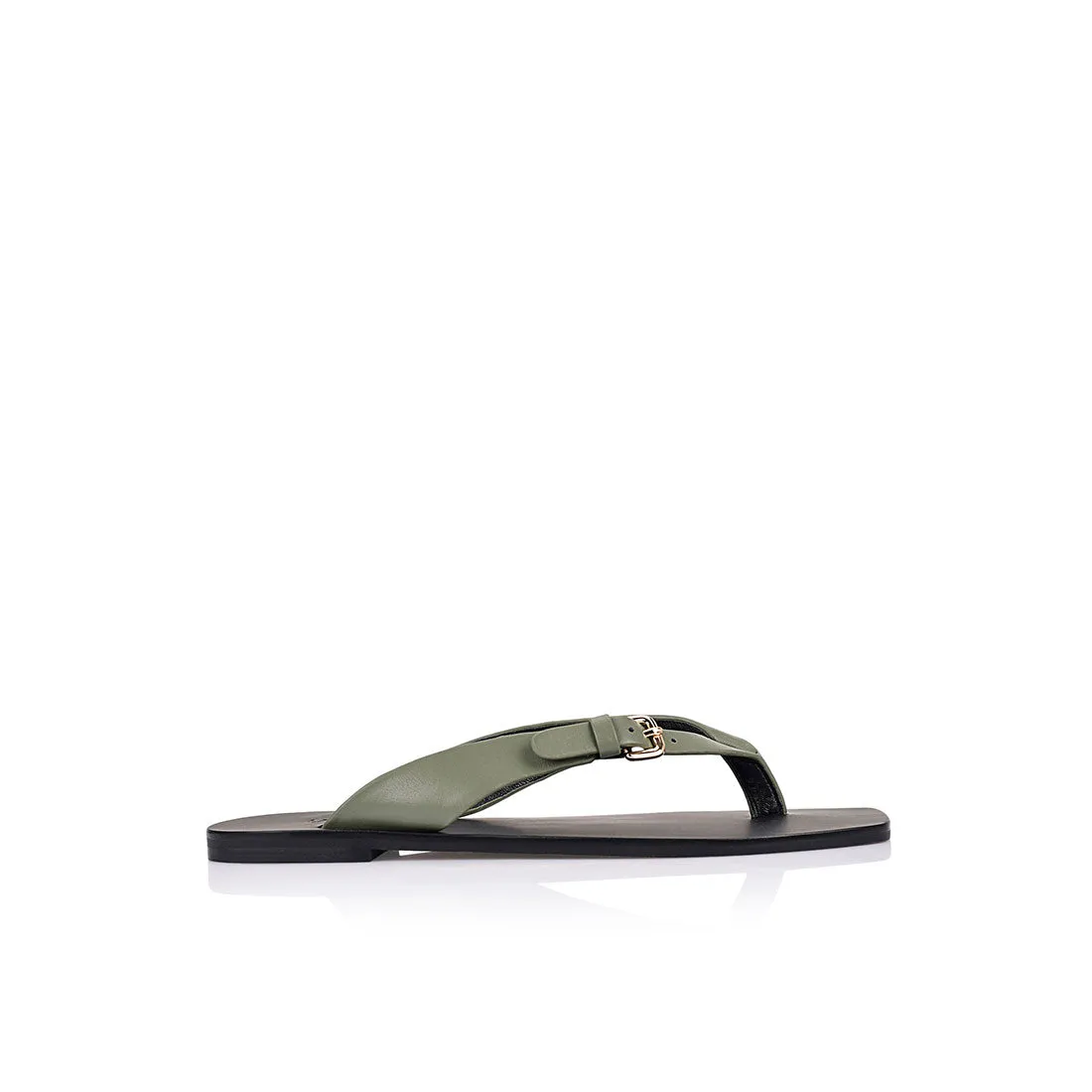 Lesley Flat Olive Leather