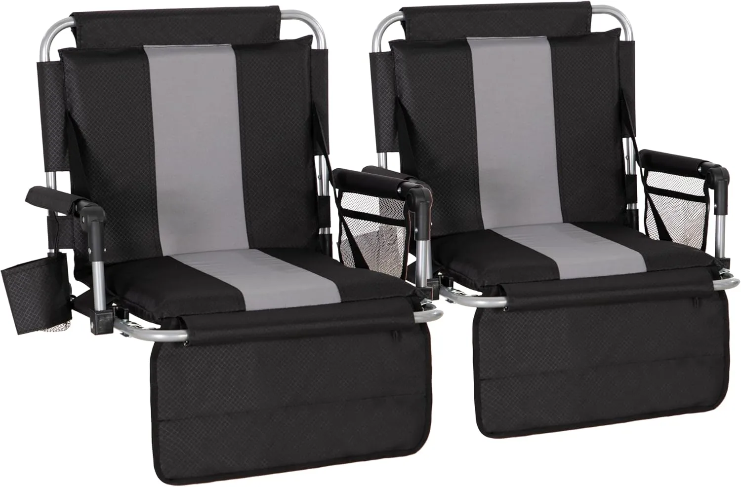 LET'S CAMP Folding Stadium Seat Bleacher Chair with Cup Holder, Mesh Bag and Hide Hooks, Portable Stadium Chair with Back and Cushion