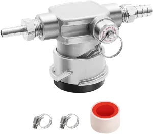 Low Profile Keg Coupler, 304 Stainless Steel D System Keg Coupler Space Saving Twist-Activated Homebrew Sankey Keg Tap with Safety Pressure Relief Valve and Connection Tape and Hose Clamp