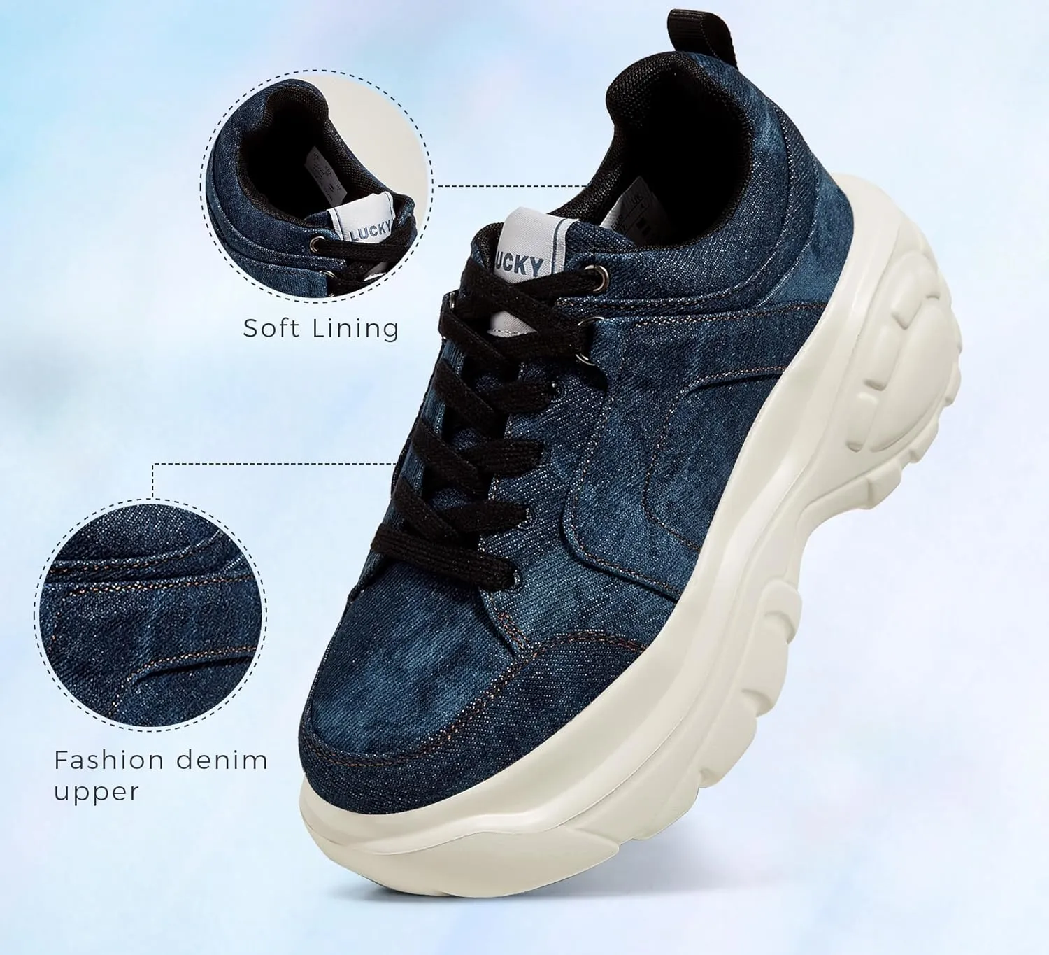 LUCKY STEP Women Chunky Platform Dad Colorblock White Neon Green Fuchsia Hologram Silver Casual Lace-Up Walking Sneakers