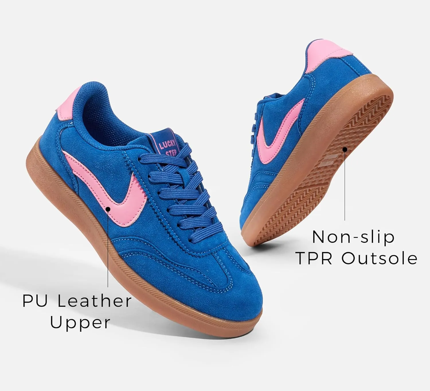 LUCKY STEP Women's Retro Fashion Sneakers Classic Casual Walking Shoes Non Slip Comfort Skate Shoes