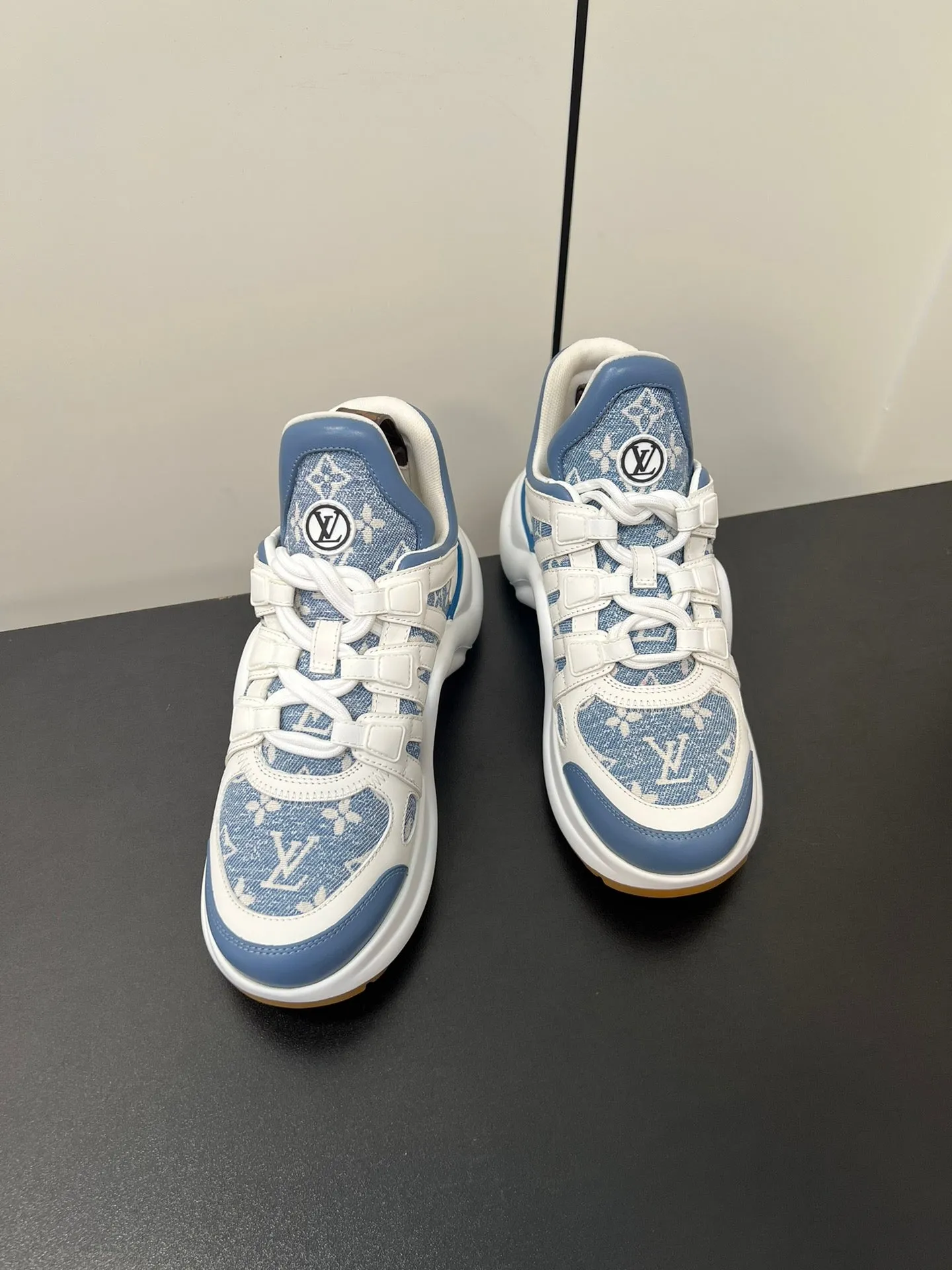 LV Archlight Sneaker 50mm White Mix Light Blue Monogram Jacquard Fabric